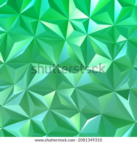 Abstract green low poly triangle geometric background. 3d rendering.