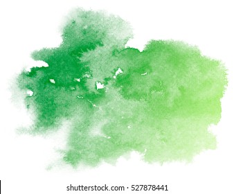 Abstract green watercolor on white background.The color splashing on the paper.It is a hand drawn.