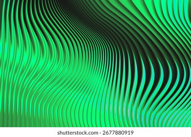 Abstract green wavy lines pattern background