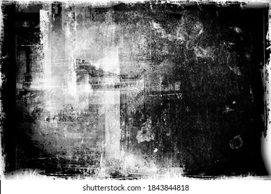 Abstract grunge background.  Drawing on old grungy surface. Vintage dirty scratch wall. Street art blueprint. Urban cyber punk monochrome illustration