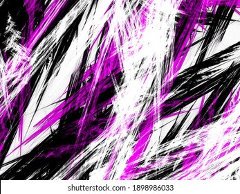 Abstract Grunge Black Purple Pattern On White Background.
