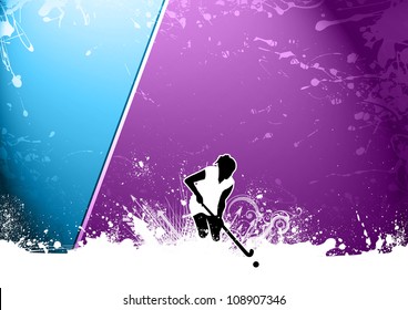 Abstract Grunge Field Hockey Sport Background With Space