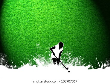 Abstract Grunge Field Hockey Sport Background With Space