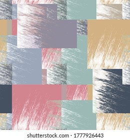 Abstract Grunge Geometric Multicolor Pattern, Seamless Background.