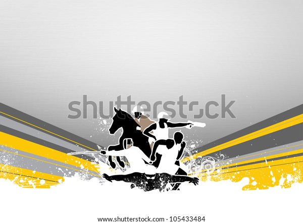 Abstract
grunge pentathlon sport background with
space