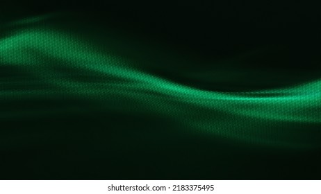 Abstract halftone dots background and green   black defocused revolving motion blur swirl pattern  3D illustration backdrop template and copy space for blockchain technology product showcase 