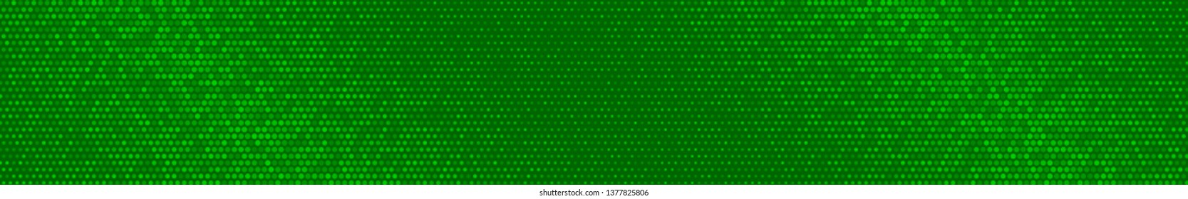 Abstract halftone gradient horizontal banner in randomly shades of green colors