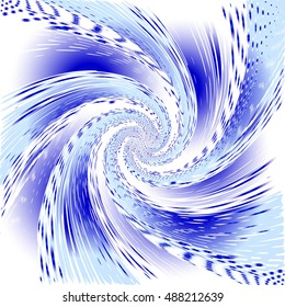 Abstract Halftone Wave Background. Blue Dots Pattern. Raster Illustration