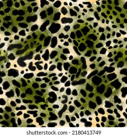 Abstract Hand Drawing Cheetah Leopard Animal Skin Fur Leather Texture Seamless Pattern Tie Dye Batik Background