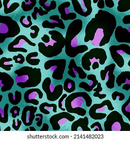 Abstract Hand Drawing Large Furry Leopard Skin Seamless Pattern Tie Dye Batik Isolated Background