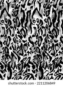 Abstract Hand Drawing Large Leopard Cheetah Panther Animal Skin Seamless Pattern Tie Dye Batik Degrade Background