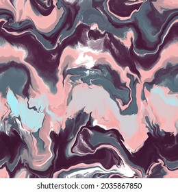 Abstract Hand Drawing Liquid Tie Dye Marble Seamless Pattern Geometric Wavy Background