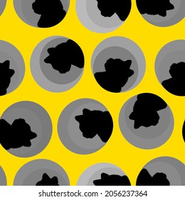 Abstract Hand Drawing Retro Cat Silhouettes   Dots Seamless Pattern Isolated Background