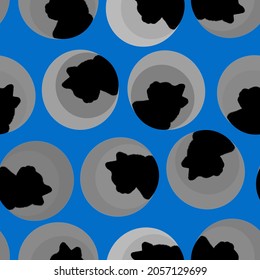 Abstract Hand Drawing Retro Cat Silhouettes   Dots Seamless Pattern Isolated Background