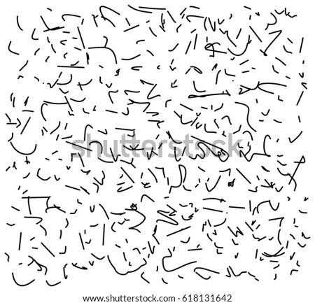Abstract hand drawn scribble doodle chaos pattern texture isolated on white background