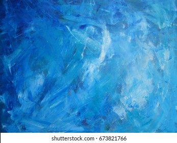 Abstract Hand Painted Blue Paint Canvas Background