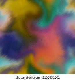 Abstract Hand Painting Watercolor Brush Strokes Blend Colors Tie Dye Seamless Pattern With Smooth Batik Background