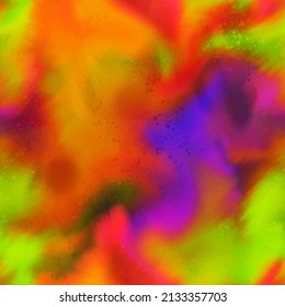 Abstract Hand Painting Watercolor Brush Strokes Blend Colors Tie Dye Seamless Pattern With Smooth Batik Background