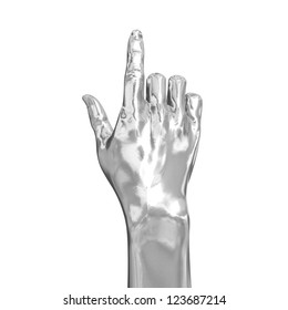 Abstract hand touching with chrome for creative jobs.