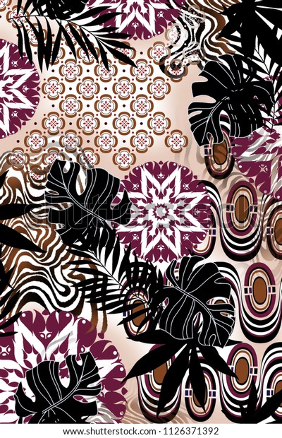 Abstract Hawaiian  Motif  Background Tropical Design  Stock 