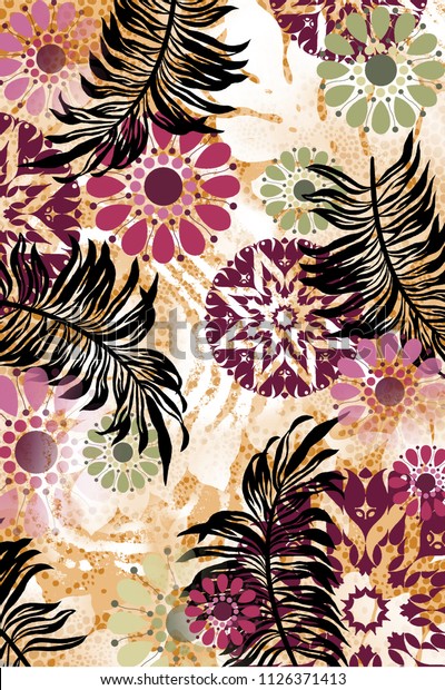 Abstract Hawaiian  Motif  Background Tropical Design  Stock 