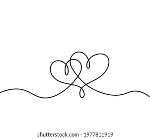 Abstract hearts as continuous line drawing on white as background - Powered by Shutterstock