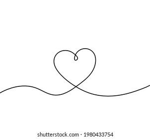 Abstract hearts as continuous line drawing on white as background - Powered by Shutterstock