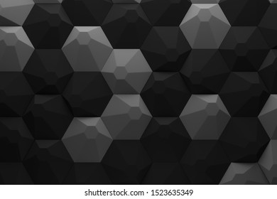 Abstract Hexagon Dark Black Background Pattern Stock Illustration ...