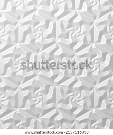 Abstract hexagonal 3d wall background with the effect of depth of field. A large number of white hexagons.