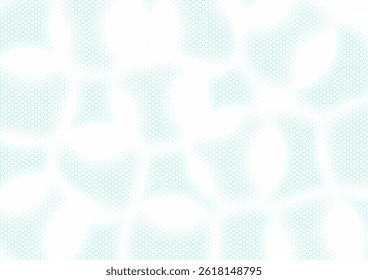 Abstract hexagonal dot pattern with soft, organic shapes and a minty turquoise tint. A modern, airy background with a futuristic, cellular feel. Ideal for tech, design, or textiles.