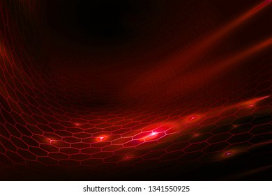 Abstract Hexagonal Grid Wave Dark Maroon Background