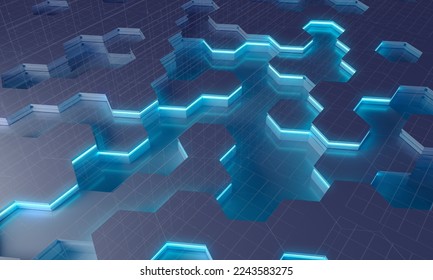 Abstract hexagons background pattern. 3d render