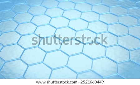 Abstract hexagons shape pattern, Cosmetic laboratory chemical background, 3D rendering.