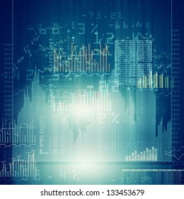 Abstract High Tech Background With Graphs And Diagrams