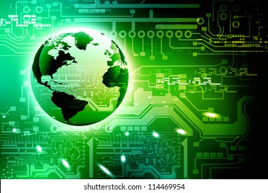 abstract high tech circuit board and world