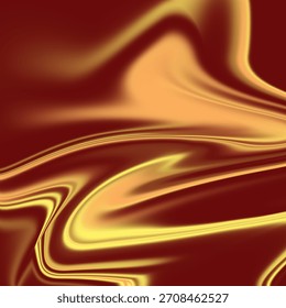 Abstract, high-resolution background showcasing smooth, lustrous waves of color that flow across the frame. The primary colors are deep maroon or burgundy red and shimmering gold or yellow-orange. The