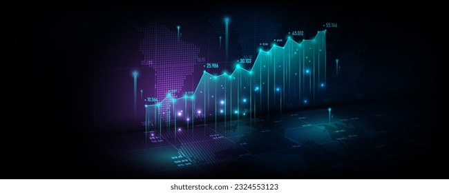 Abstract hi-tech technology background image, financial graph display, stock market and trading