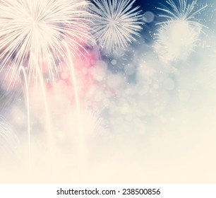 Abstract holiday background with fireworks and stars 