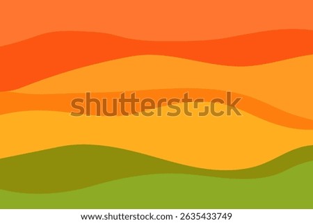Abstract horizontal background with smooth overlapping wave shapes in warm tones. Modern vector design perfect for summer banners, posters, websites, packaging, branding and social media.