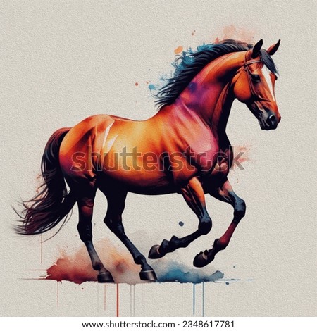 Abstract, horses, animals, vivid, high-definition, watercolor style, era background wall art, oil painting.