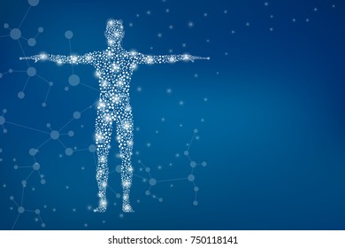 Abstract Human Body With Molecules DNA. Medicine, Science And Technology Concept. Illustration