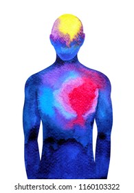 Abstract Human Connection Mind And Body Connect Brain And Heart Watercolor Painting Illustration Design Hand Drawn