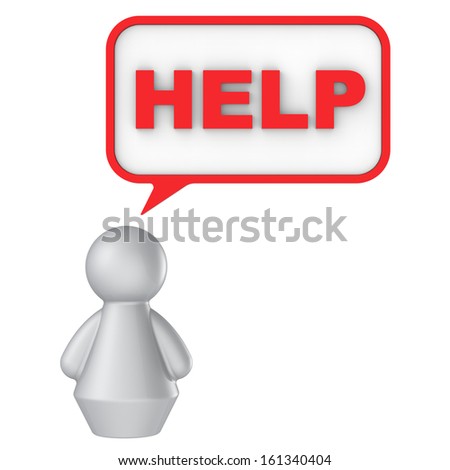 Abstract human figure with speech bubble isolated on white background.