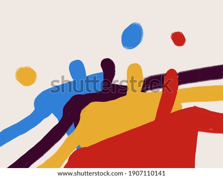 Abstract illustration art. Trendy people shapes design. Fashion and Minimalist modern art. For print, art Product, poster and textile. Abstract expressionism style.