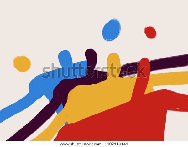 Abstract illustration art.\
Trendy people shapes design. Fashion and Minimalist modern art. For\
print, art Product, poster and textile. Abstract expressionism\
style.