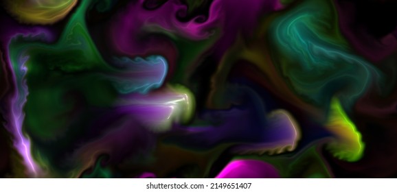 Abstract Illustration Artistic Blue Fire Ink Led Lights Watercolor Fluid Simulation Spread Splash Design Black Background