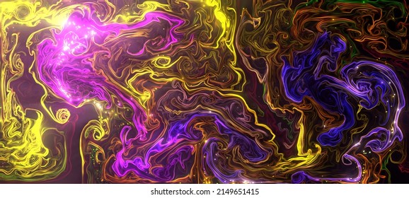 Abstract Illustration Artistic Red Blue Fire Ink Led Lights Watercolor Fluid Simulation Spread Splash Design Black Background