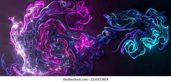 Abstract Illustration Artistic Red Blue Fire Ink Led Lights Watercolor Fluid Simulation Spread Splash Design Black Background