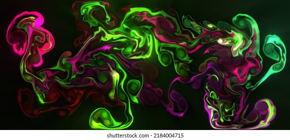 Abstract Illustration Artistic Red Blue Fire Ink Led Lights Watercolor Fluid Simulation Spread Splash Design Black Background 