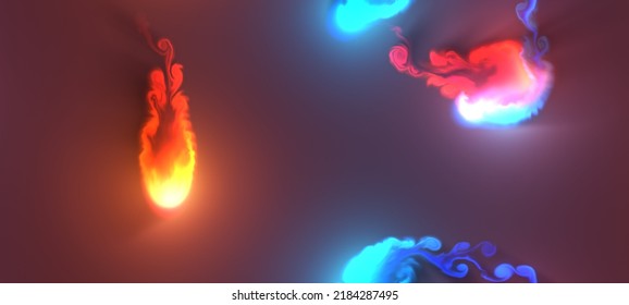 Abstract Illustration Artistic Red Blue Fire Ink Led Lights Watercolor Fluid Simulation Spread Splash Design Black Background 